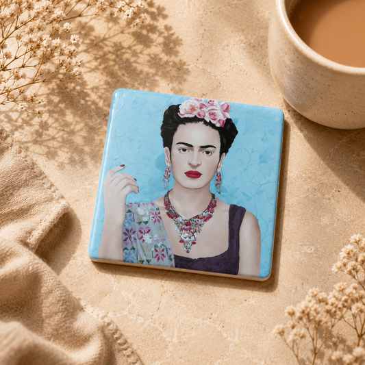 Frida-Inspired Ceramic Tile Coasters