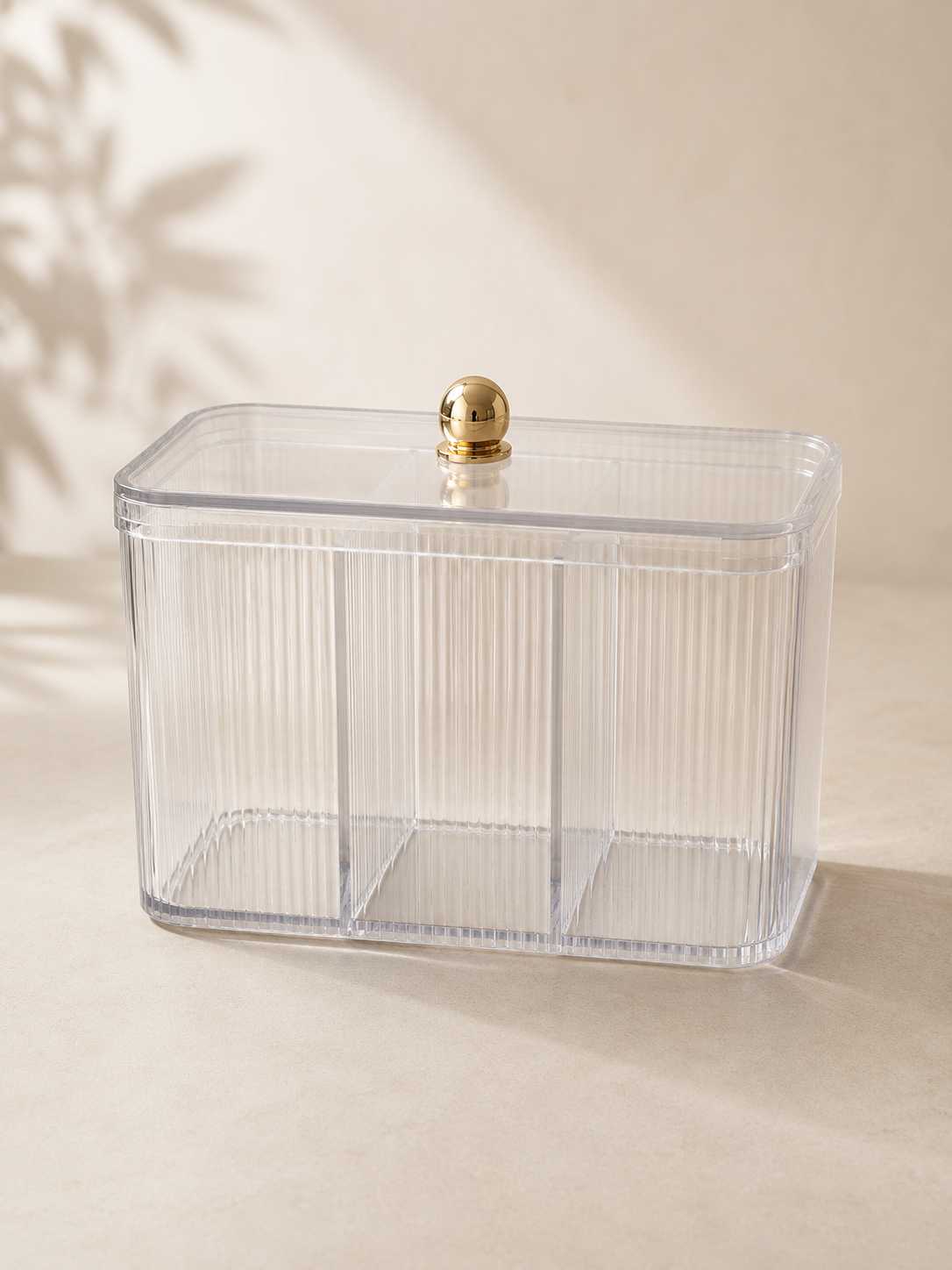 3-Compartment Clear Vanity Organizer with Lid
