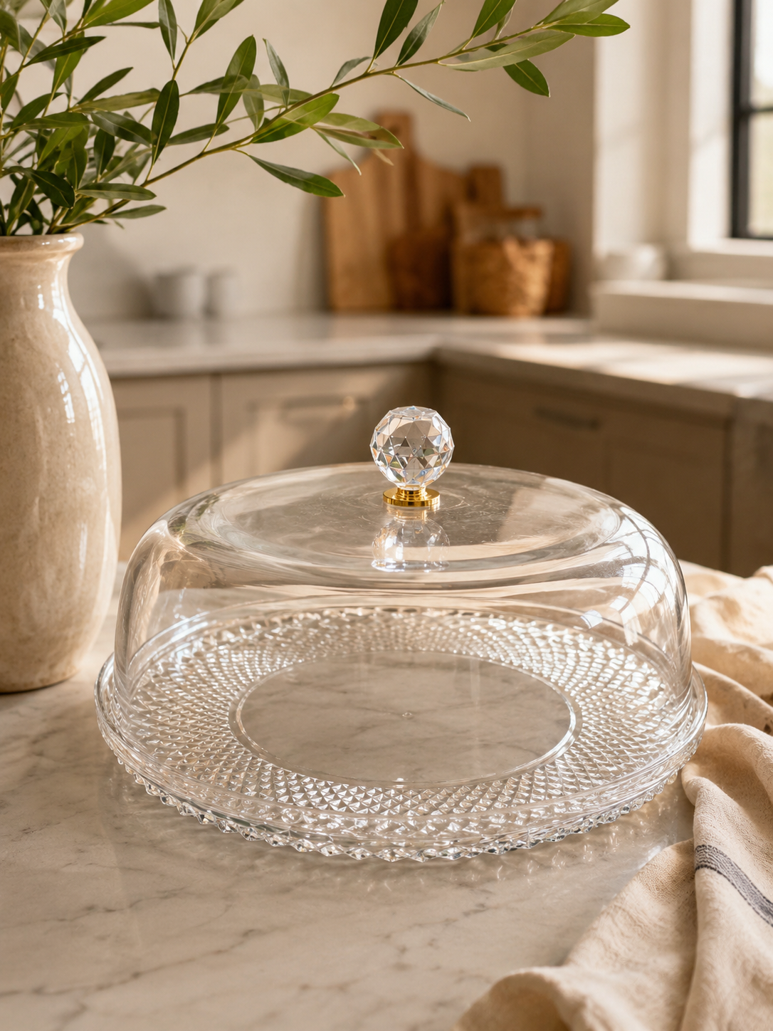 Round Acrylic Cake Plate with Dome