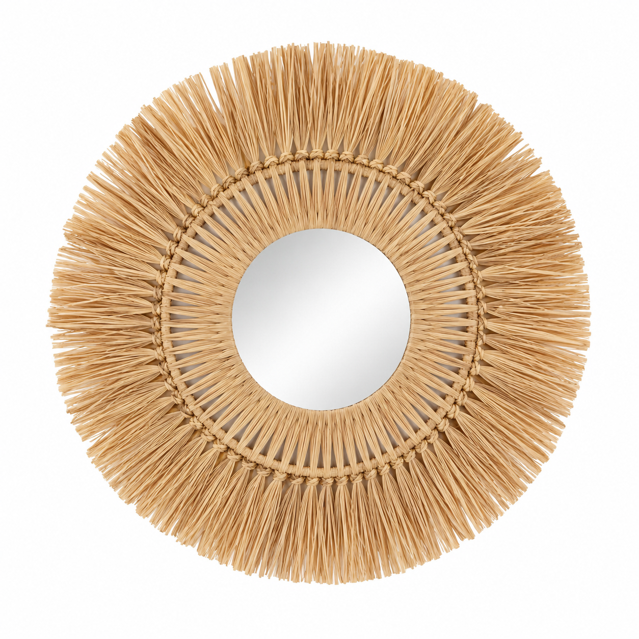 Natural Raffia Sunburst Wall Mirror