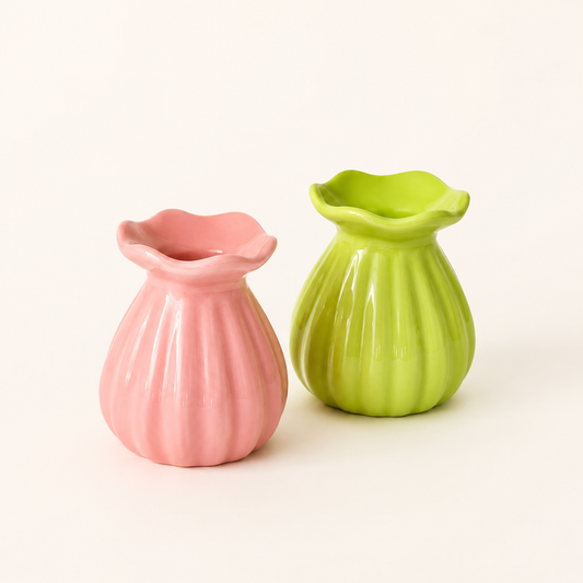 Ruffled Ceramic Mini Vase