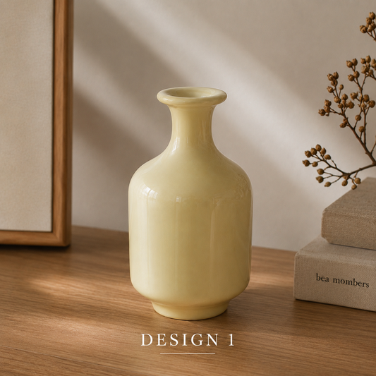 Yellow Glossy Ceramic Mini Vase