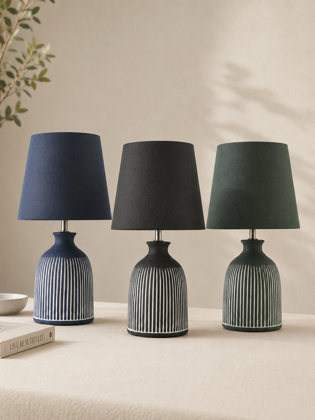 Striped Ceramic Table Lamp
