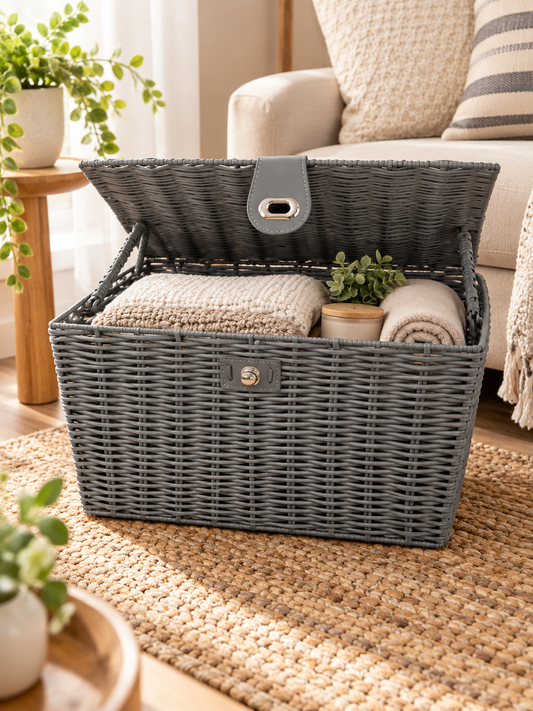 Grey Woven Storage Basket
