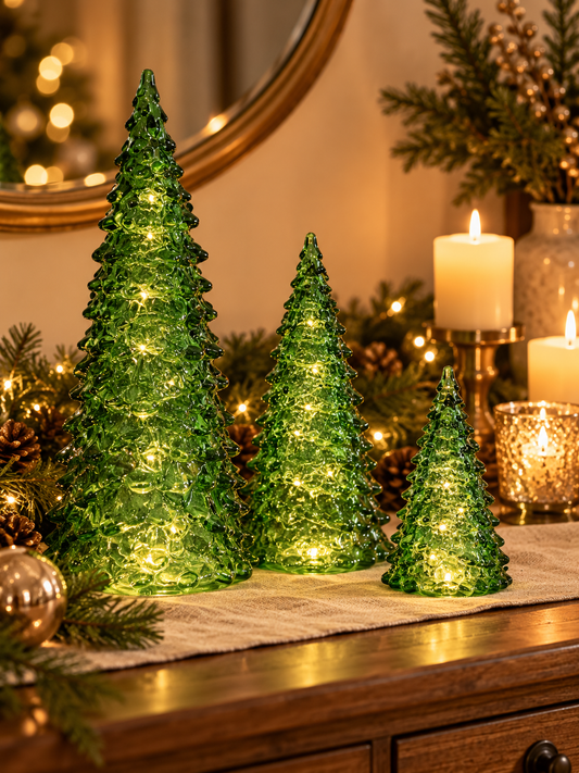 Illuminated Glass Christmas Trees