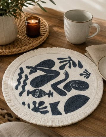 Abstract fringe round placemat