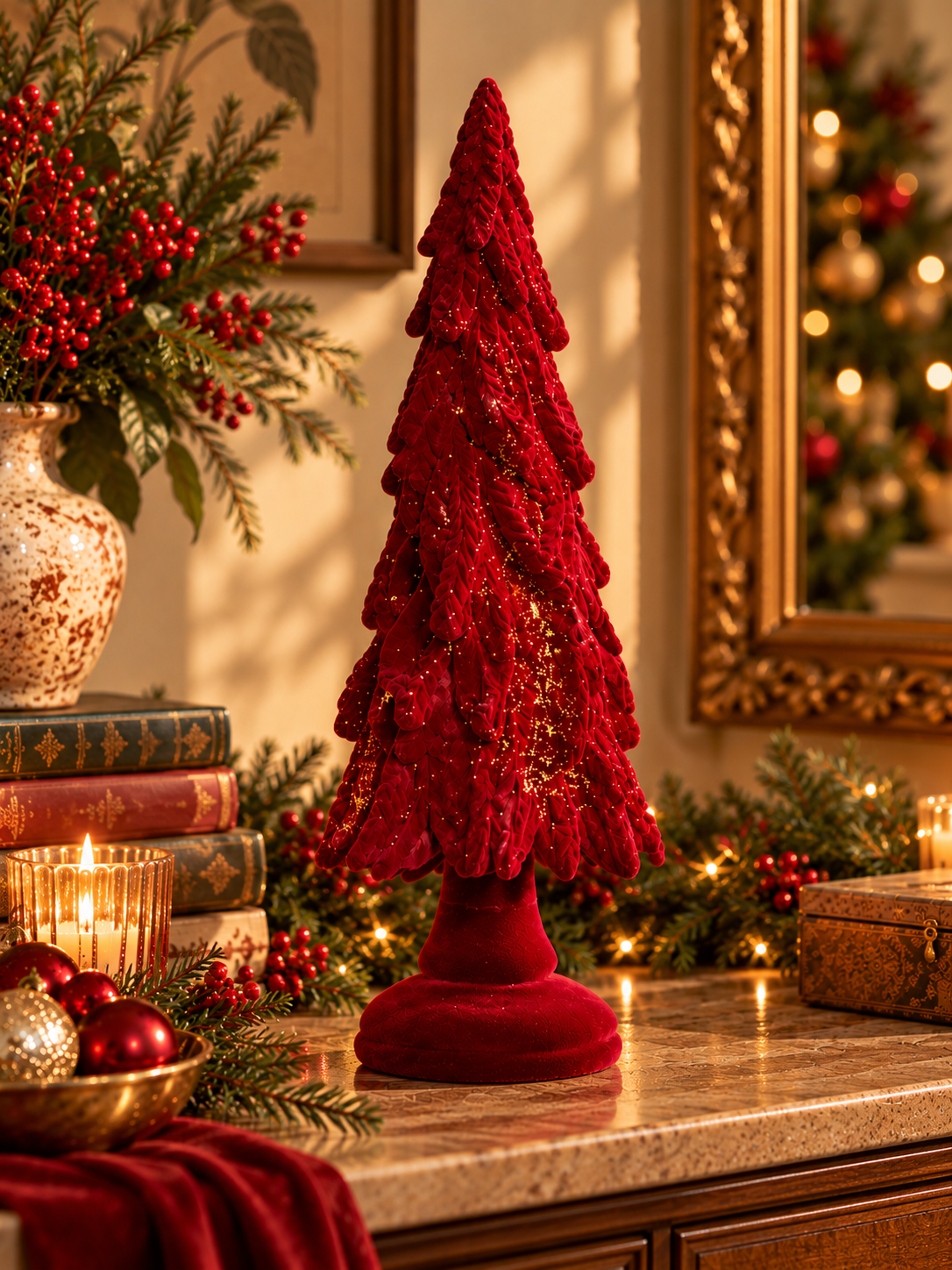 Burgundy Velvet Christmas Trees