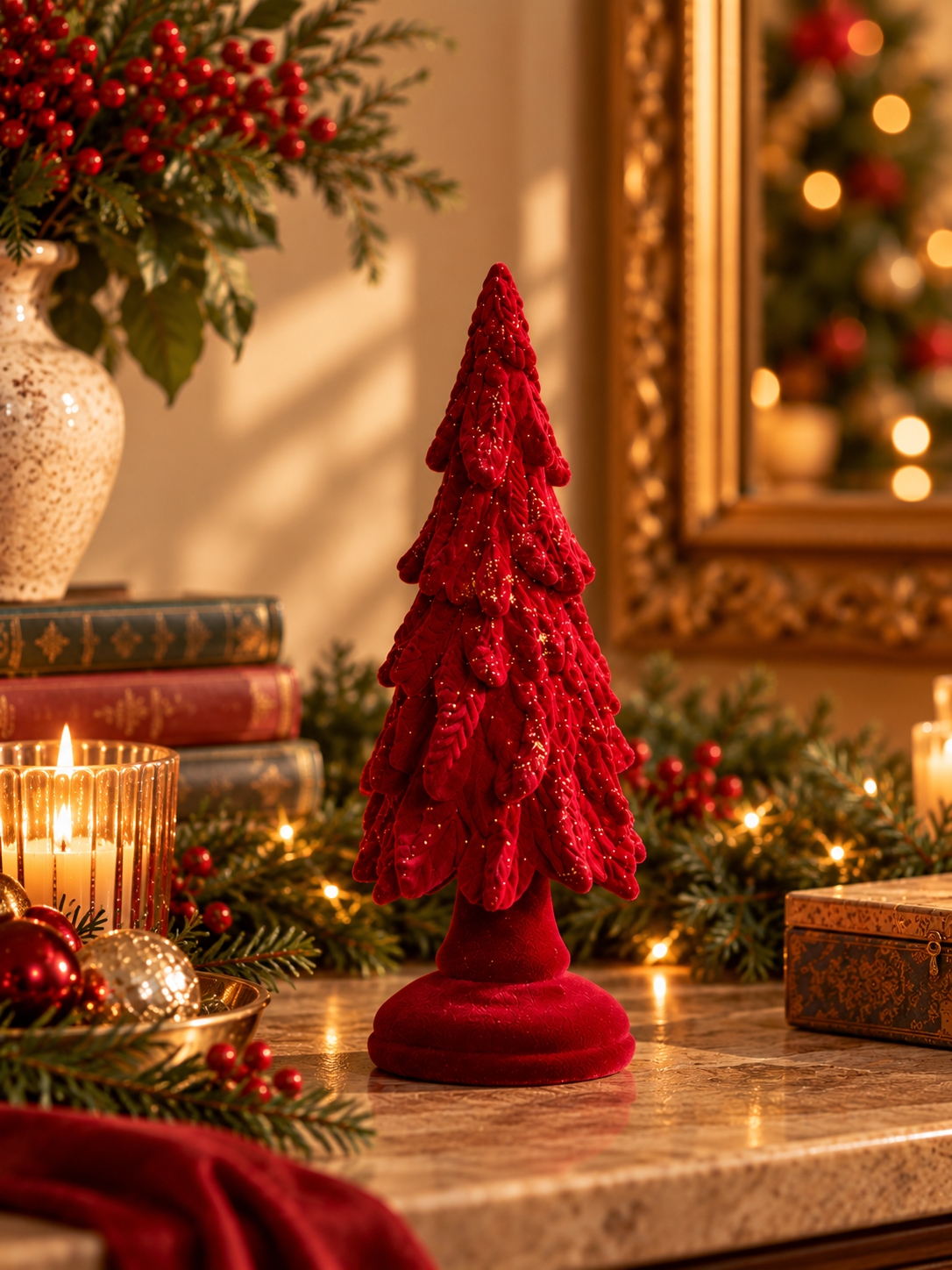 Burgundy Velvet Christmas Trees
