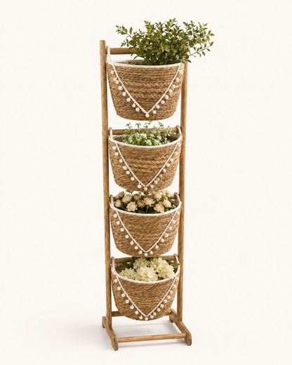 4 Tier Woven Basket Stand