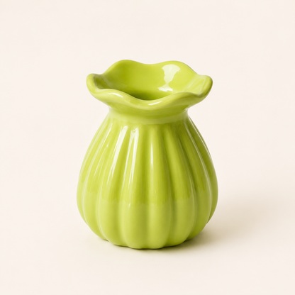 Ruffled Ceramic Mini Vase