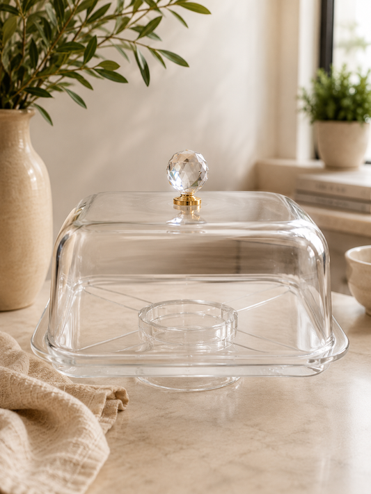 Square Clear Acrylic (Plexi) Cake Stand with Dome Cover