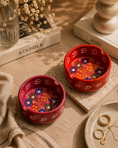 Hand-Painted Ceramic Ashtray