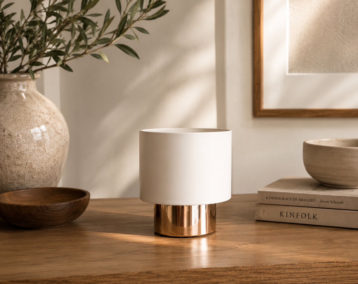Modern Cylindrical Vessel with Brass Base