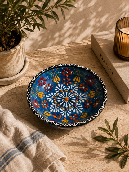 Hand-Painted Ceramic Bowl – Traditional Floral Design