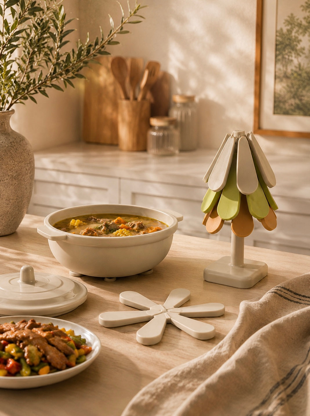 Foldable Silicone Tree Trivet Set