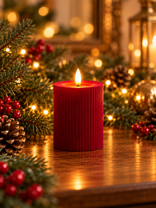 Velvet Burgundy Red LED Candles