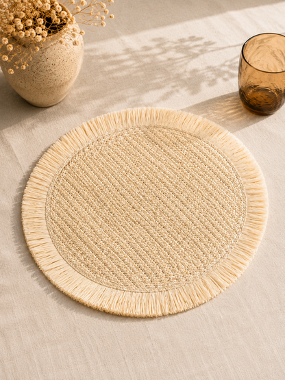 Natural Woven Fringe Placemats – Set of 6