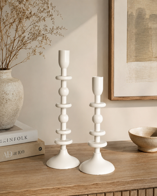 White Sculptural Candle Holders