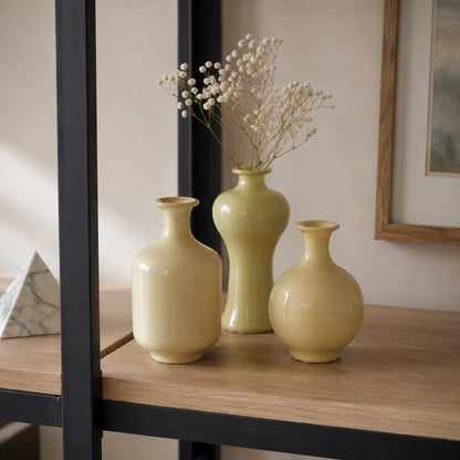Yellow Glossy Ceramic Mini Vase