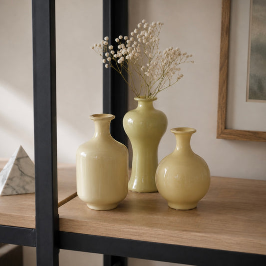 Yellow Glossy Ceramic Mini Vase