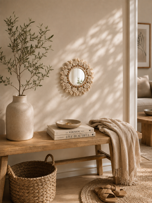 Boho Macramé Round Wall Mirror