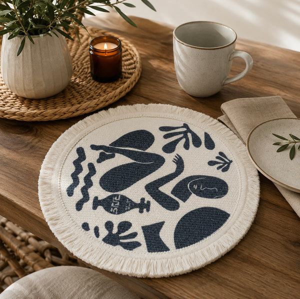 Abstract Fringe Round Placemat