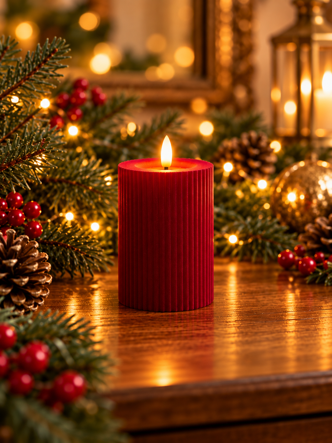 Velvet Burgundy Red LED Candles