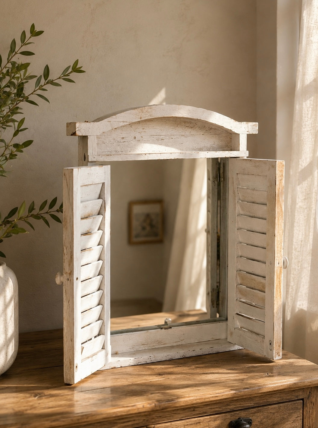 Rustic Shutter Wall Mirror