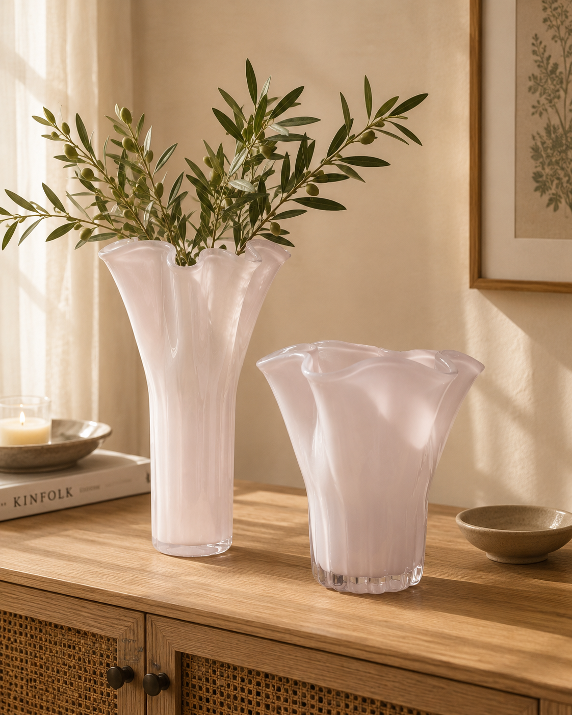 Ribbed Wavy Art Glass Vase