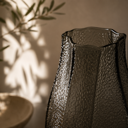 Textured Smoked Glass Vases