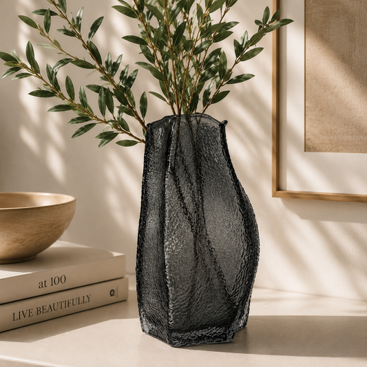 Textured Smoked Glass Vases