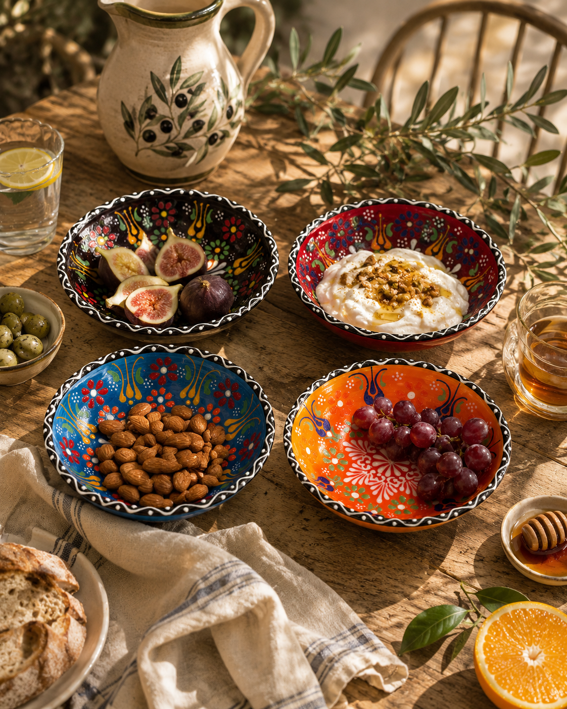 Hand-Painted Ceramic Bowl – Traditional Floral Design