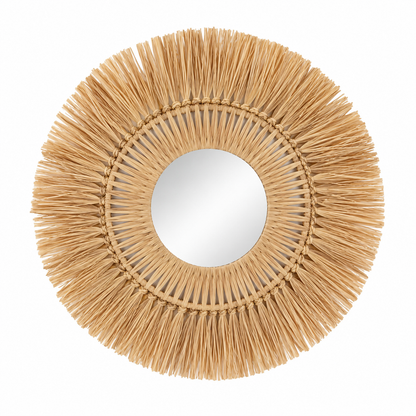 Natural Raffia Sunburst Wall Mirror