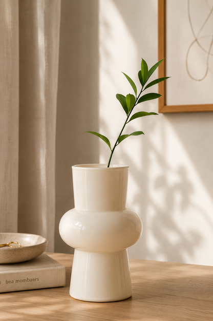 Minimalist Bulbed Ceramic Flower Vase