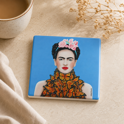 Frida-Inspired Ceramic Tile Coasters