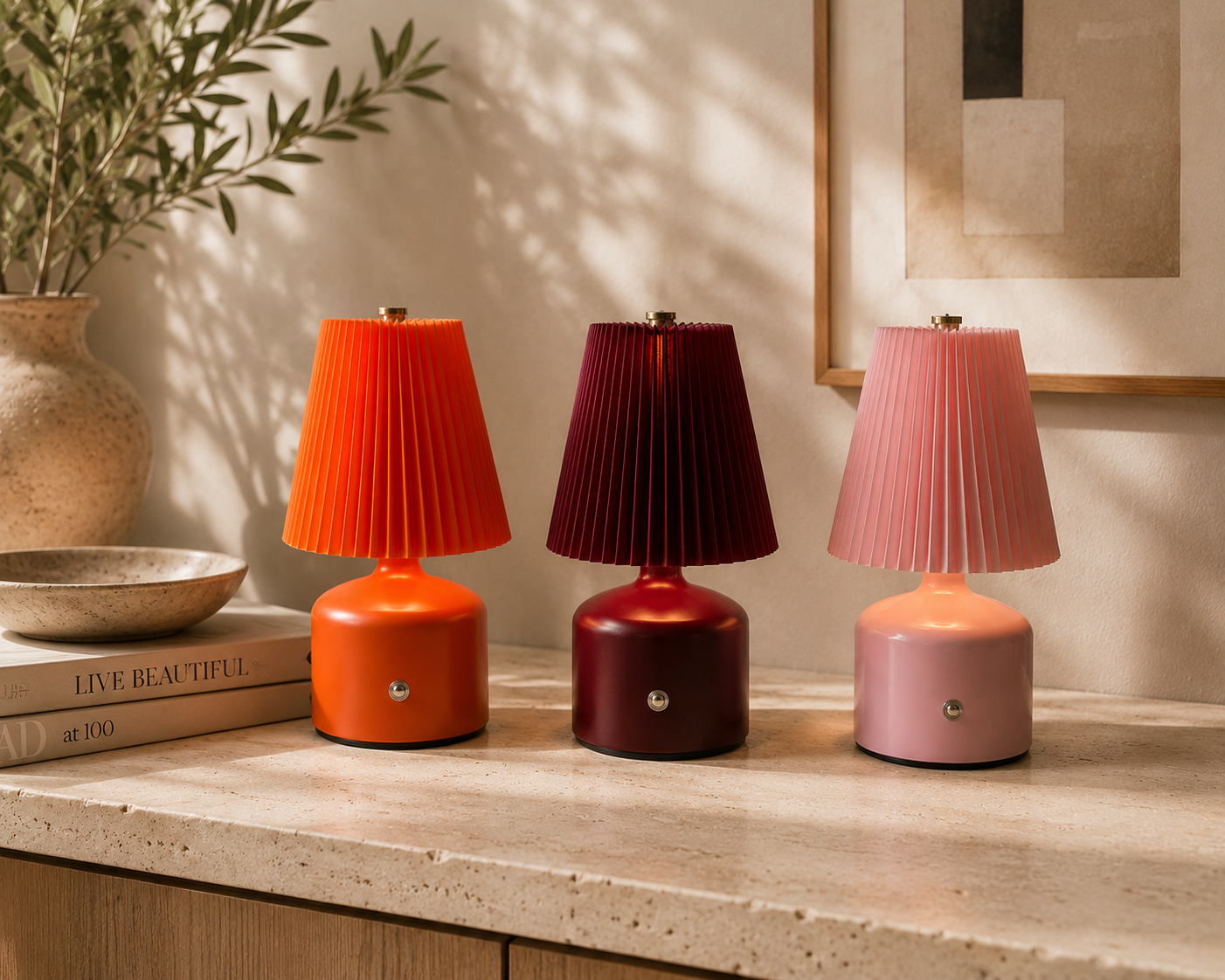 Rechargeable Pleated Table Lamp