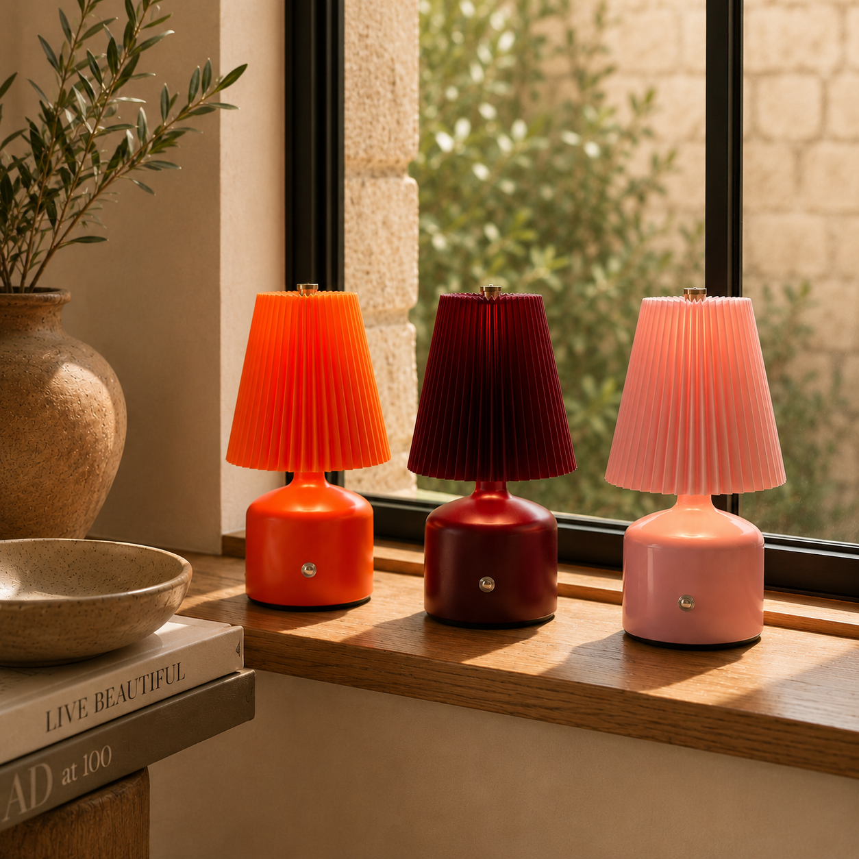 Rechargeable Pleated Table Lamp