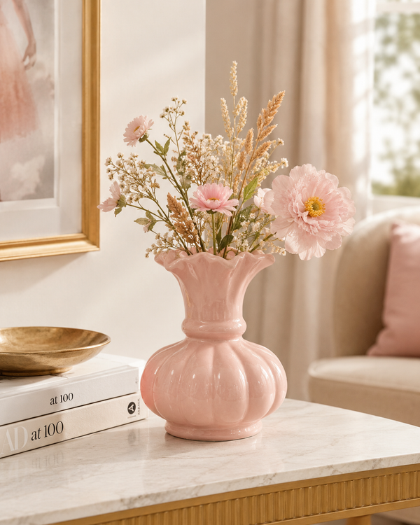 Blush Pink Ceramic Flower Vase