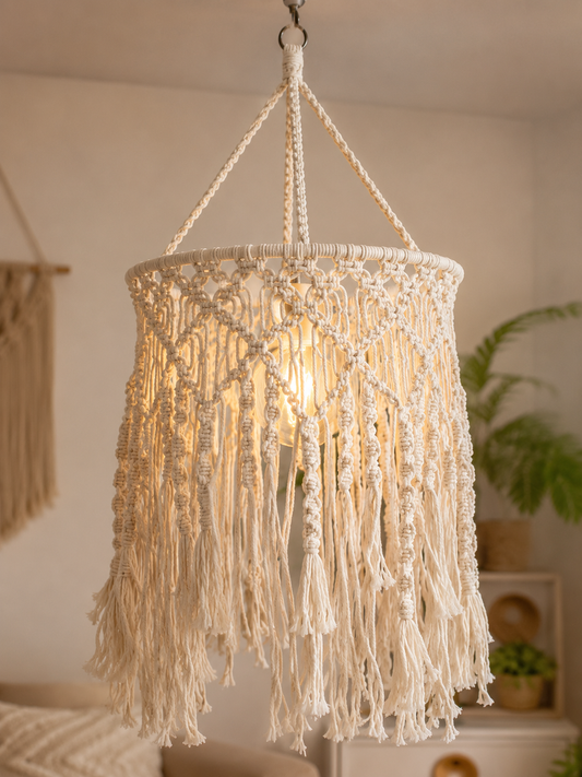 Boho Macramé Ceiling Lamp Cover