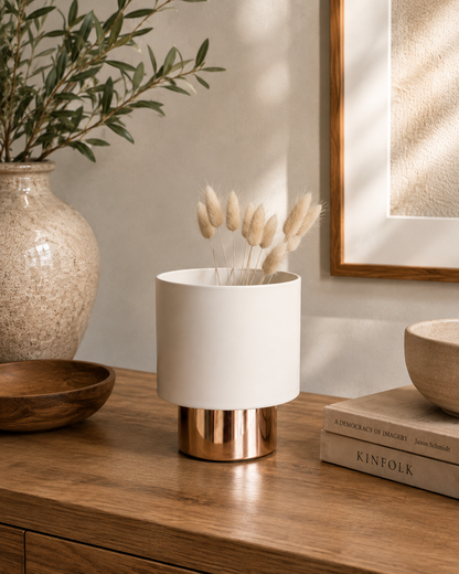 Modern Cylindrical Vessel with Brass Base