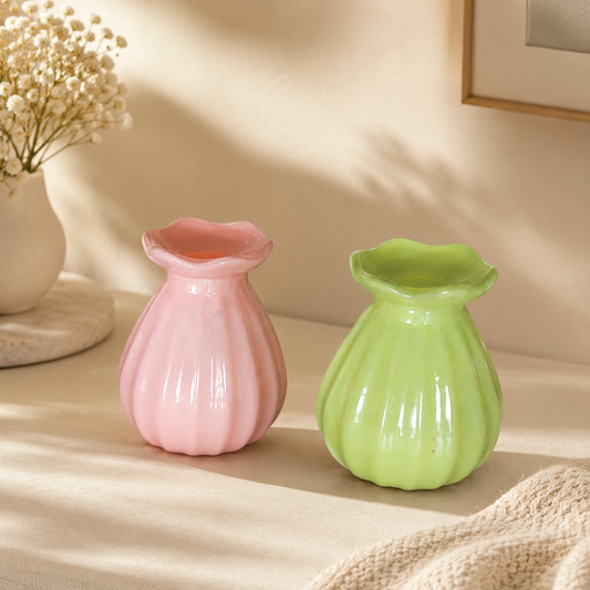 Ruffled Ceramic Mini Vase