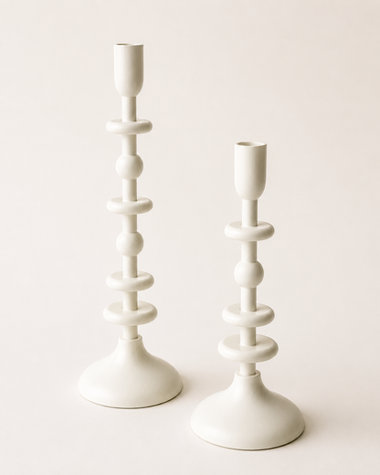 White Sculptural Candle Holders