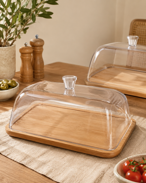 Bamboo Food Tray with Acrylic Cover