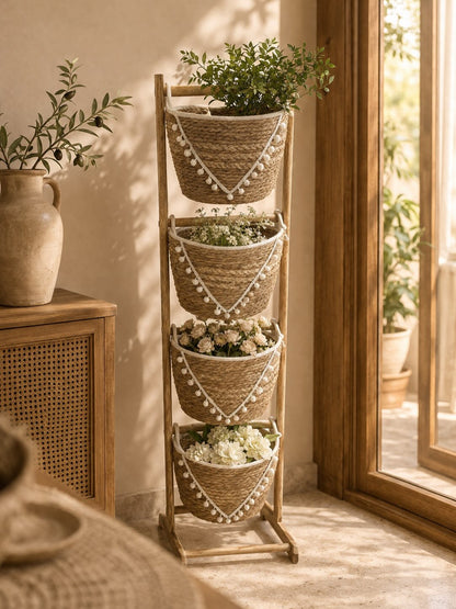 4 Tier Woven Basket Stand