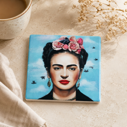 Frida-Inspired Ceramic Tile Coasters