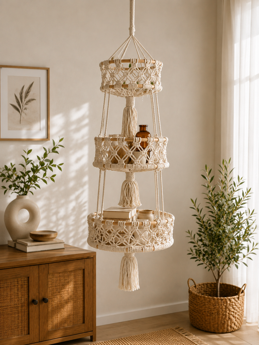 Three-Tier Macramé Hanging Organizer