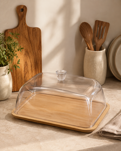 Bamboo Food Tray with Acrylic Cover