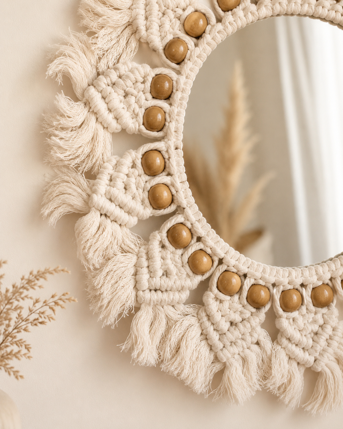 Boho Macramé Round Wall Mirror