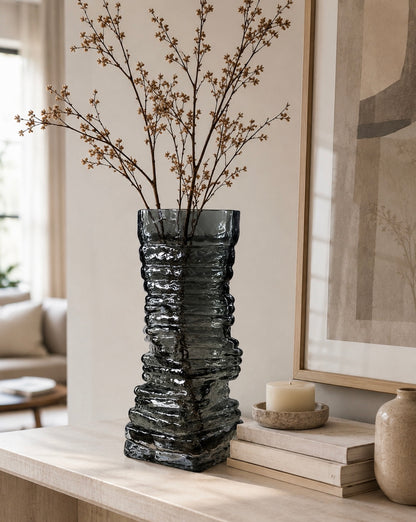 Textured Smoky Glass Vases