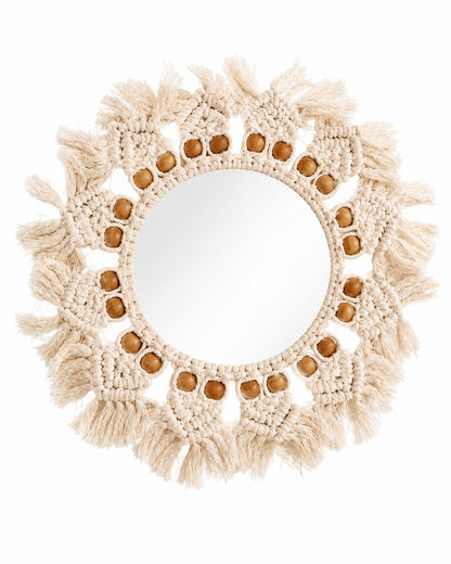 Boho Macramé Round Wall Mirror